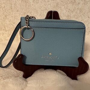 Kate Spade Light Blue Wristlet with Silver Accent
